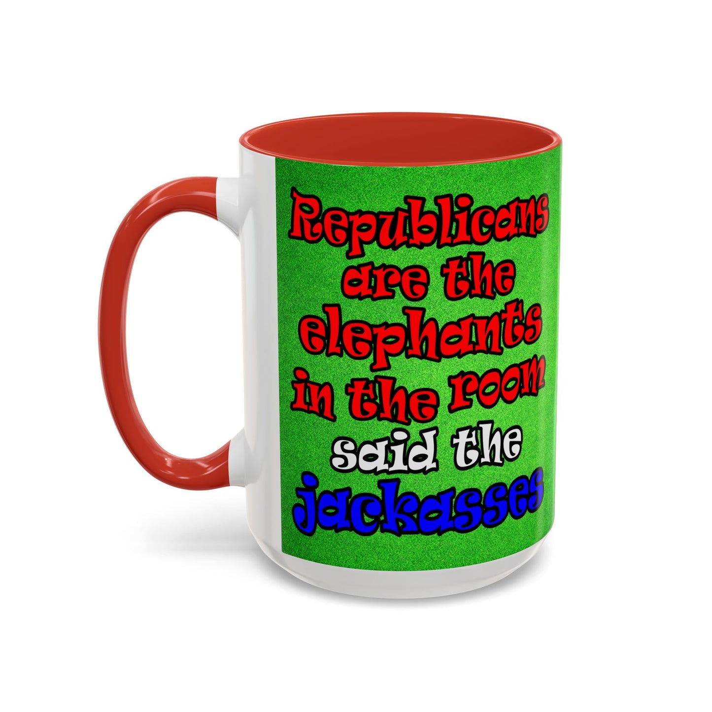 donkeys and elephants - Accent Mug (green turf)