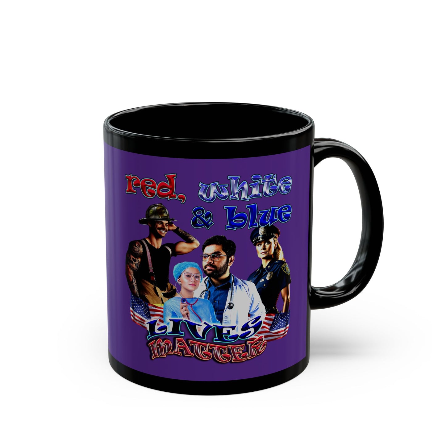 rw&b lives matter - Black Mug (purple)