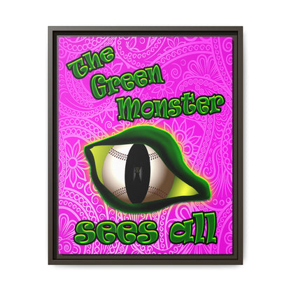 green monster - framed canvas art (pink swirl)