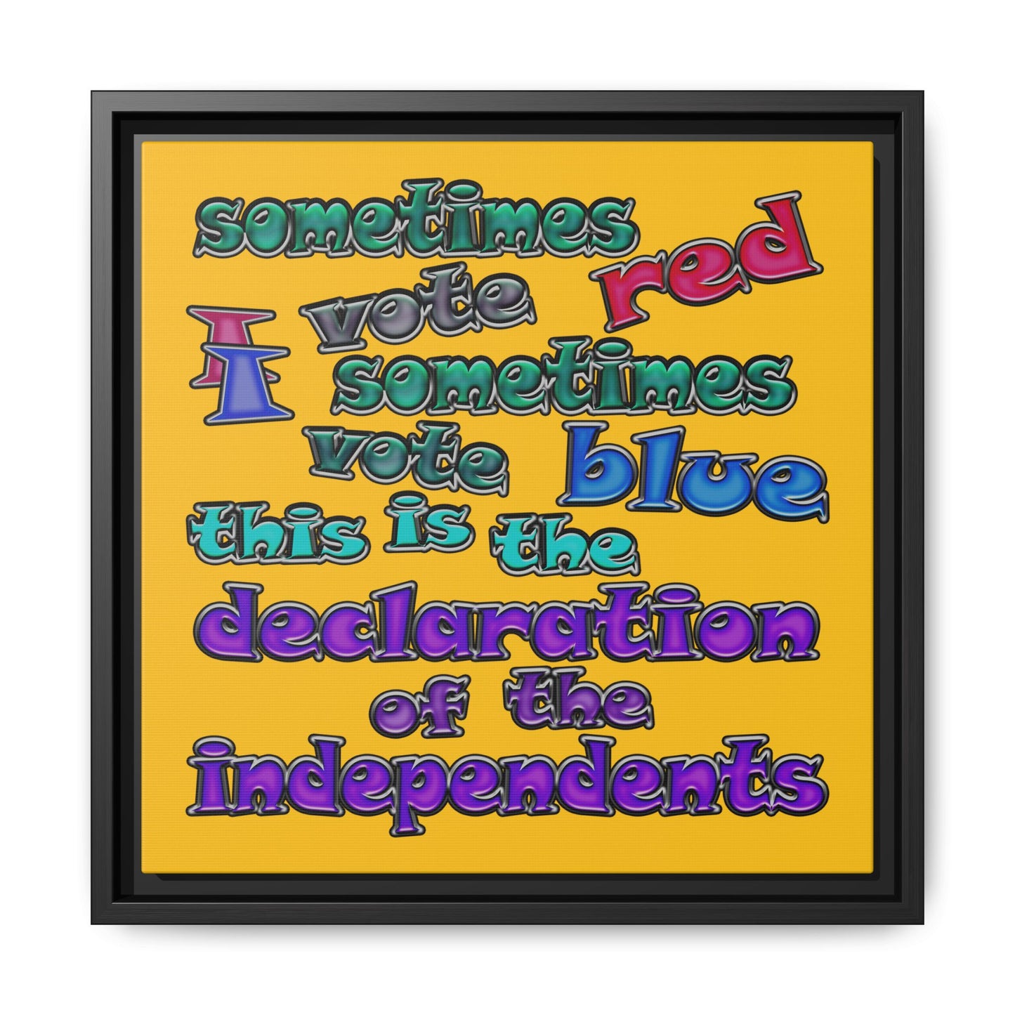 declaration of the independents - framed canvas art (yellow)