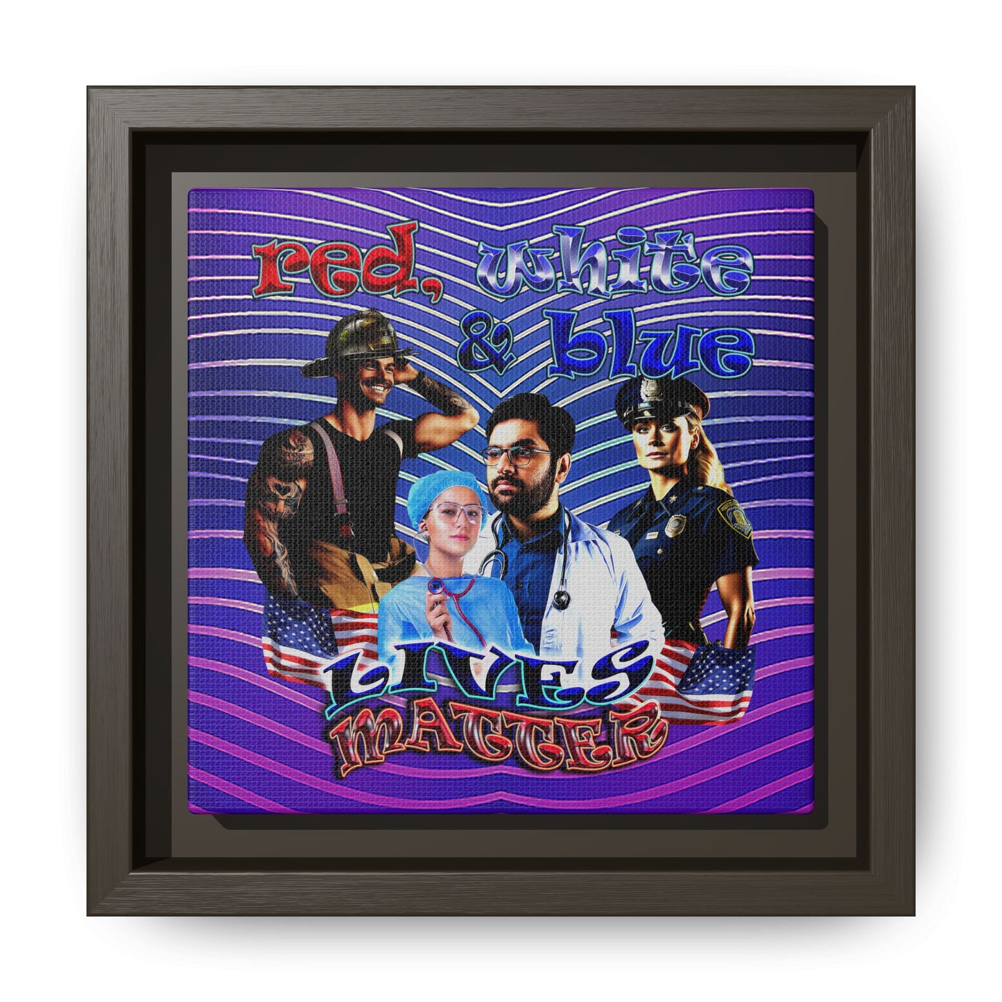 rw&b lives matter - framed canvas art (purple wave)