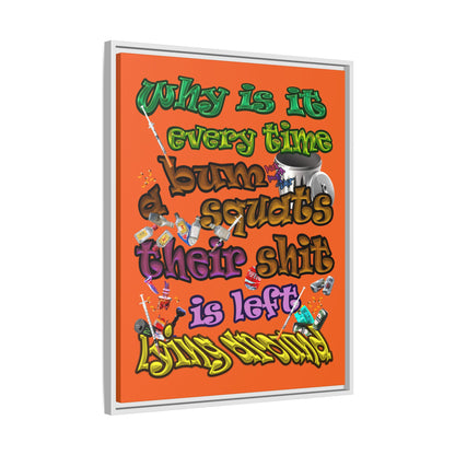 the bum's shit - framed canvas art (orange)