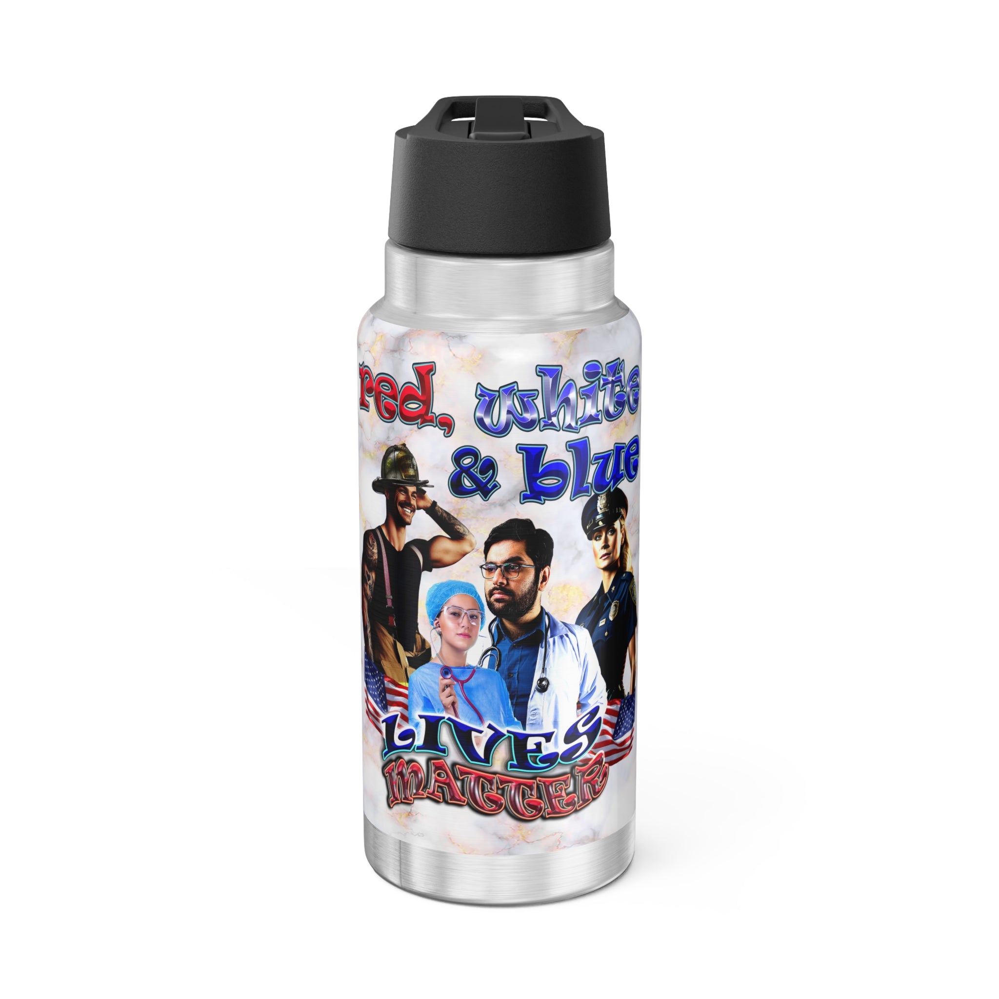 rw&b lives matter - Gator Tumbler, 32oz  (white marble)