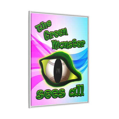 green monster - framed canvas art (light blue-pink wave)