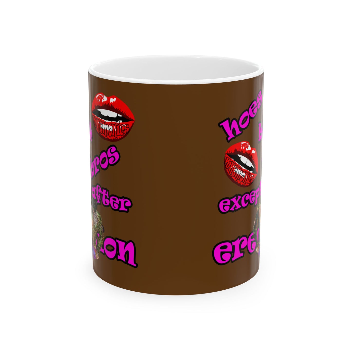 hoes b4 bros - White Mug (brown)