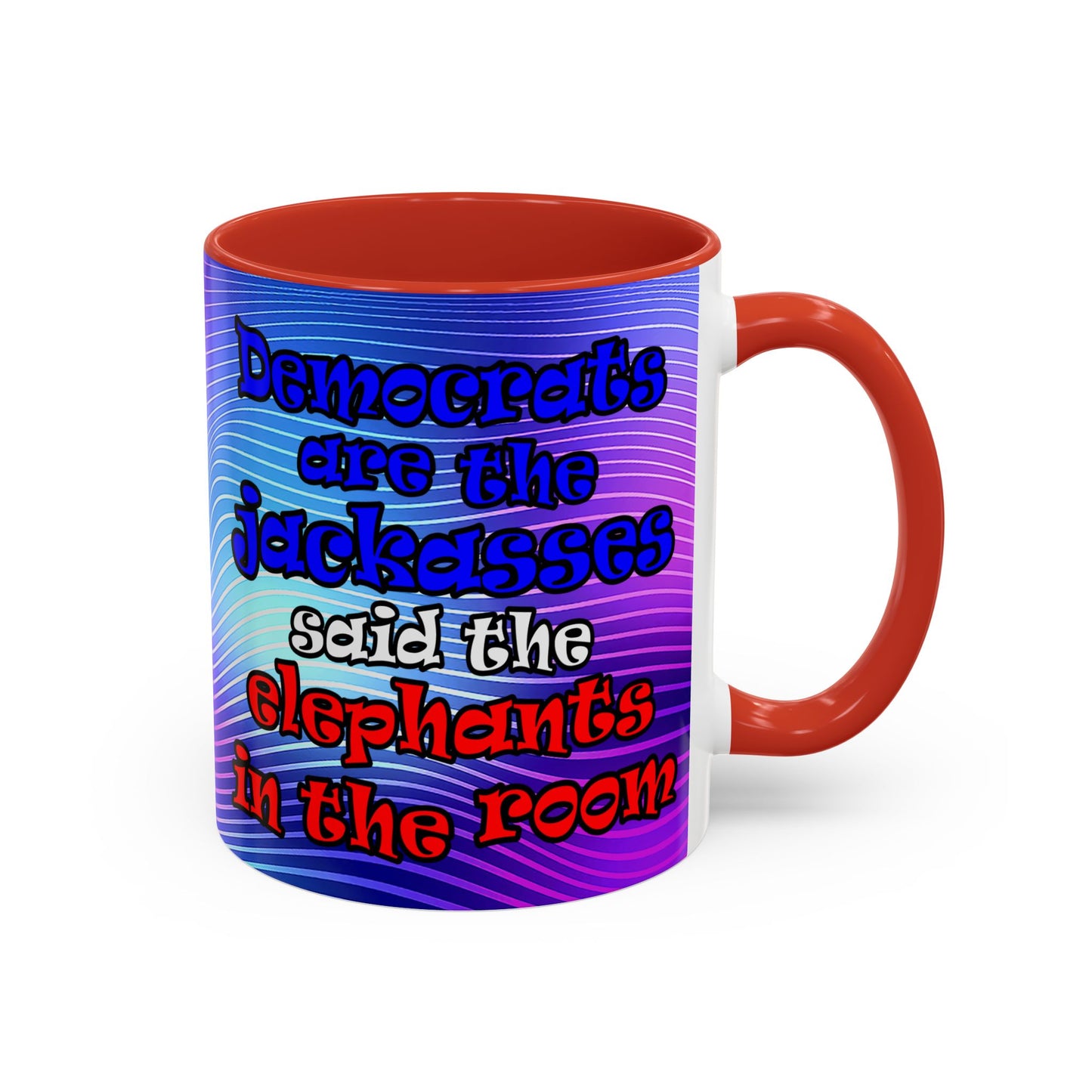 donkeys and elephants - Accent Mug (purple wave)