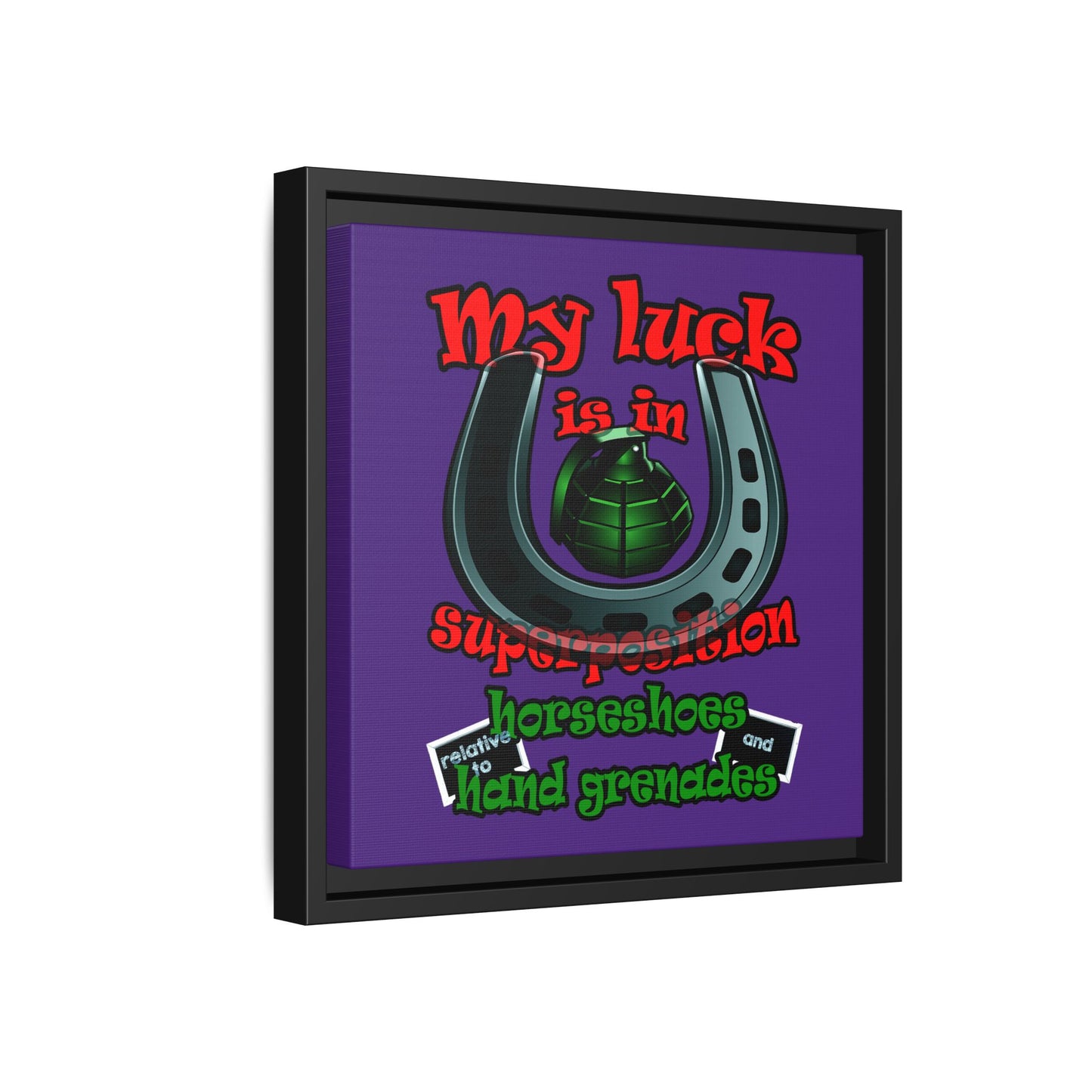 my luck - framed canvas art (purple)