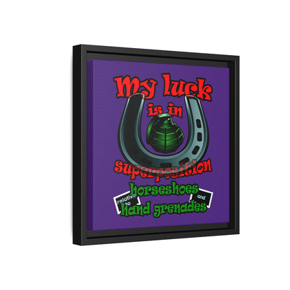 my luck - framed canvas art (purple)
