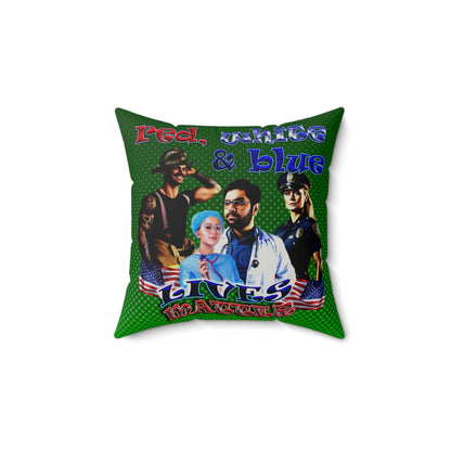 rw&b lives matter - Faux Suede Square Pillow - (logo green)