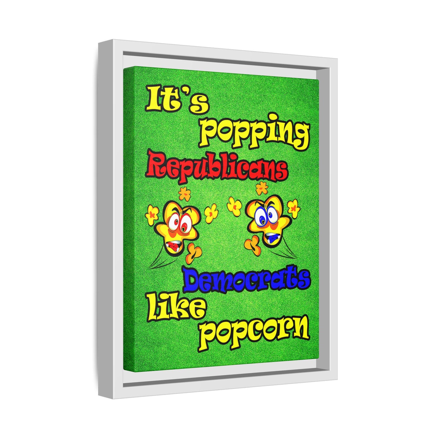 popping like popcorn - framed canvas art (green turf)