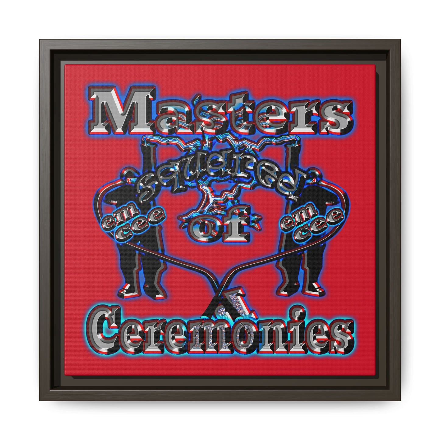em cee squared - framed canvas art (dark red)