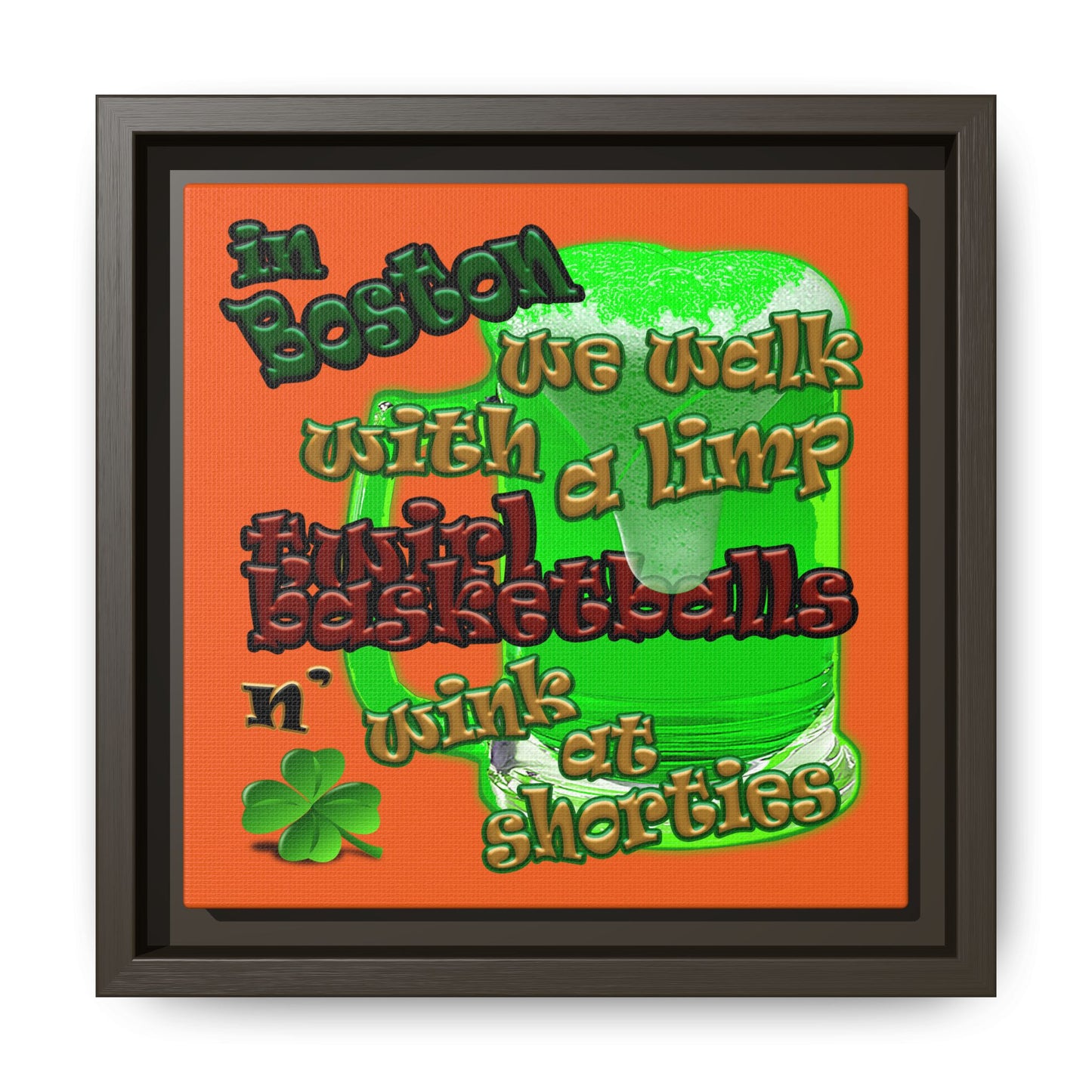 celtics logo - framed canvas art (orange)