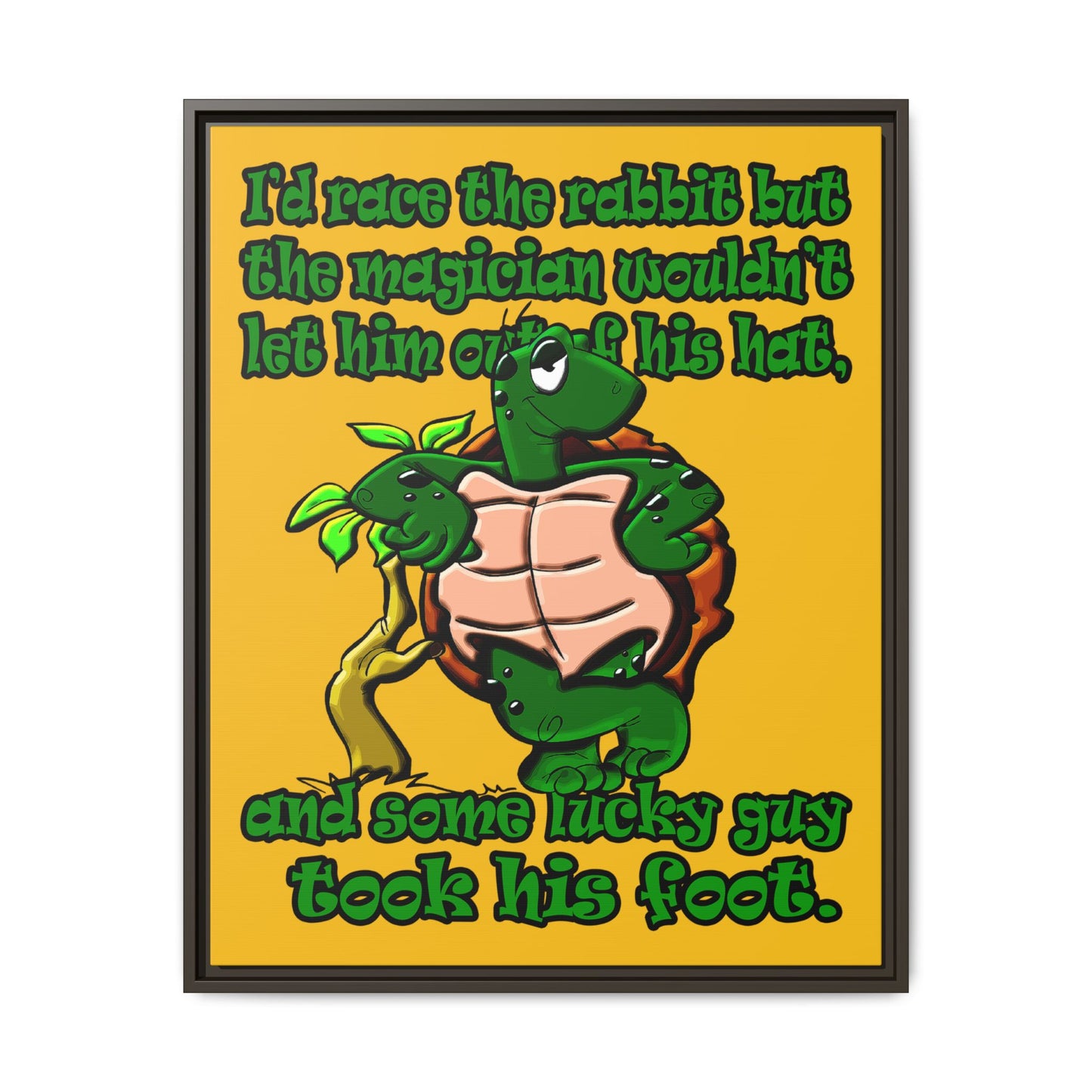 turtle race - framed canvas art (yellow)