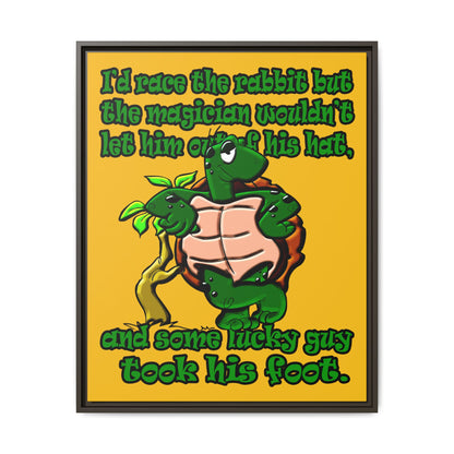 turtle race - framed canvas art (yellow)