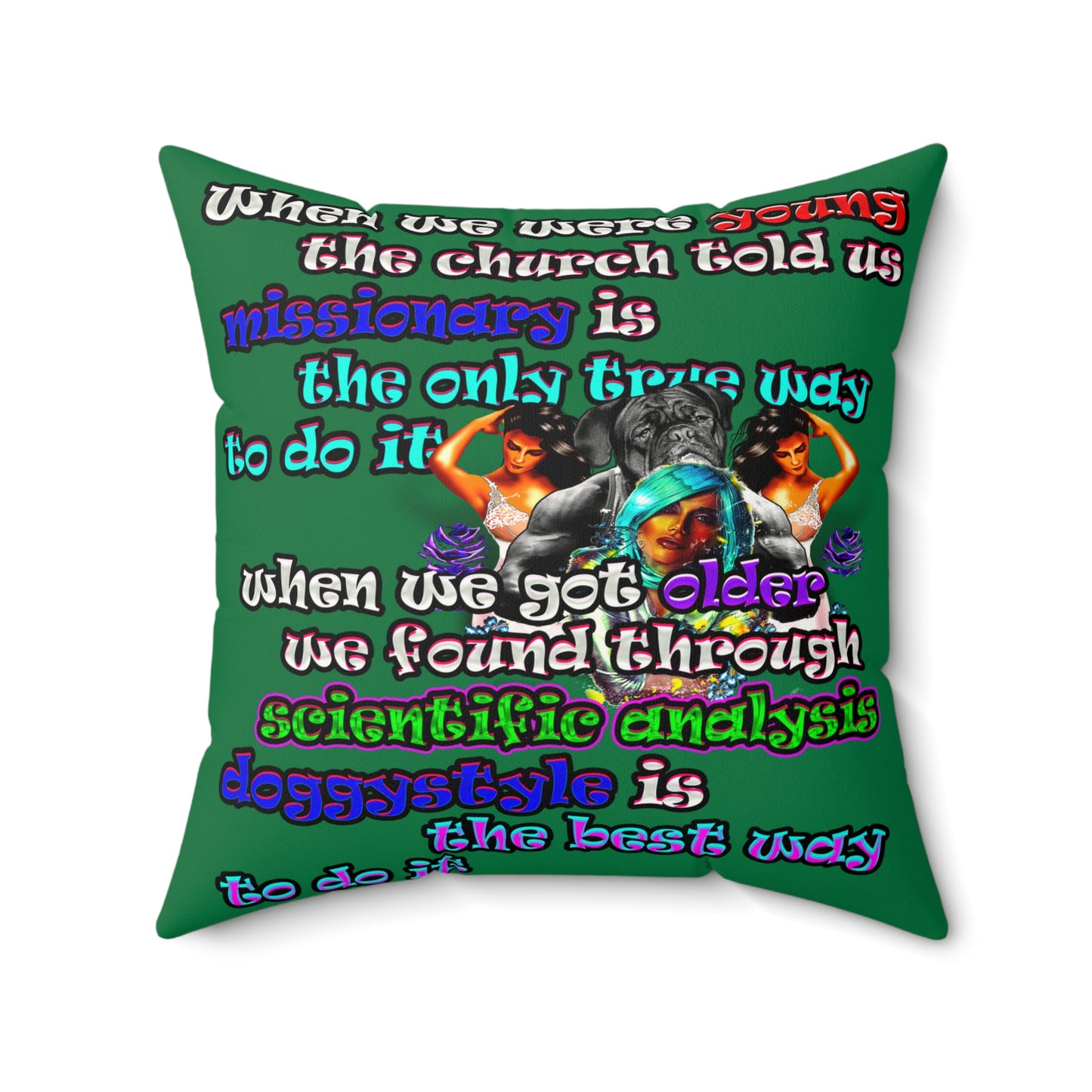 doggystyle - Faux Suede Square Pillow - (dark green)