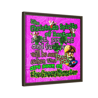 christmas spirits of boston - framed canvas art (pink swirl)