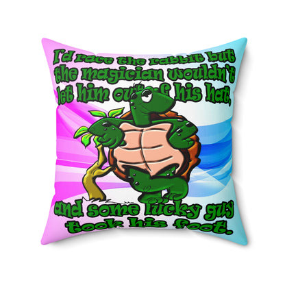 turtle race - Spun Polyester Square Pillow - (light blue-pink wave)