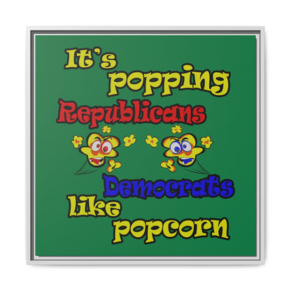 popping like popcorn - framed canvas art (dark green)