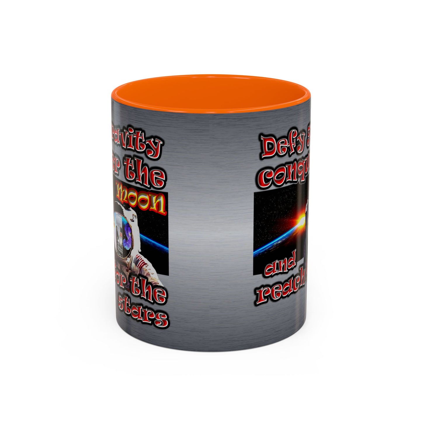 defy conquer reach - Accent Mug (brushed nickel)