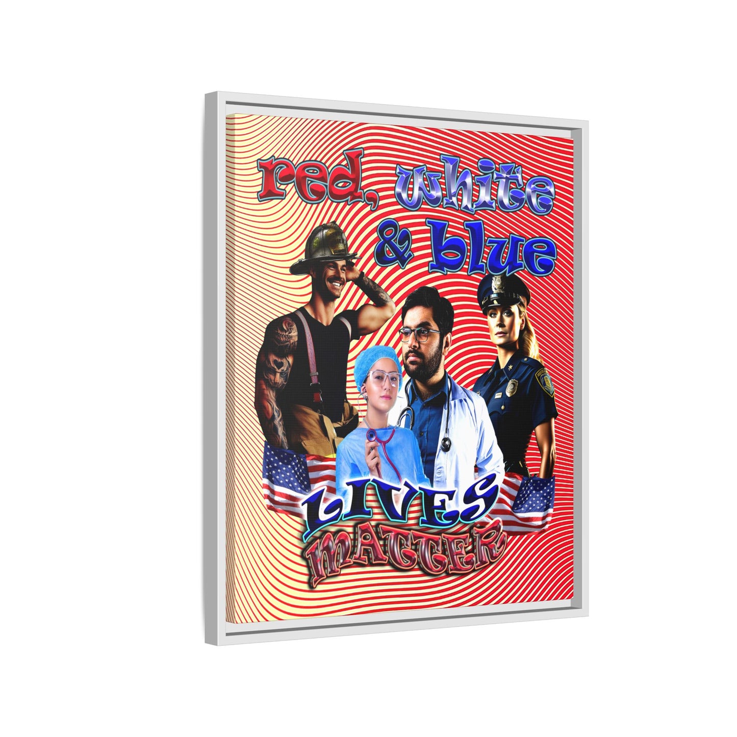 rw&b lives matter - framed canvas art (yellow-orange wave)