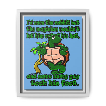 turtle race - framed canvas art (light blue)