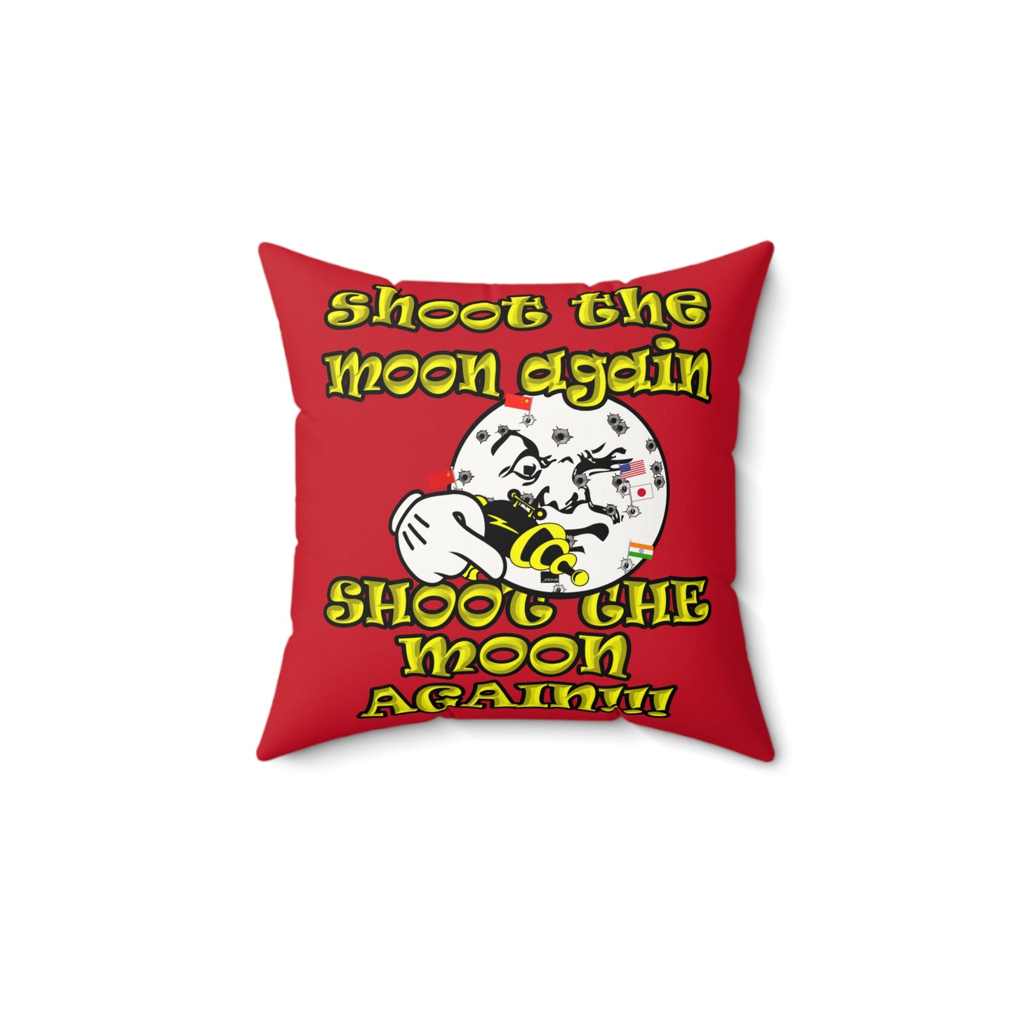 shoot the moon again - Faux Suede Square Pillow - (dark red)