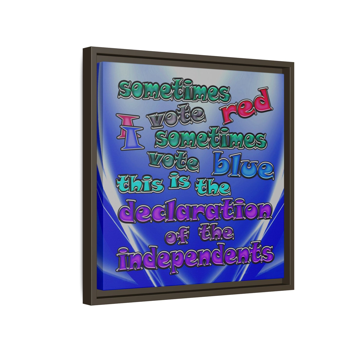 declaration of the independents - framed canvas art (blue-white wave)
