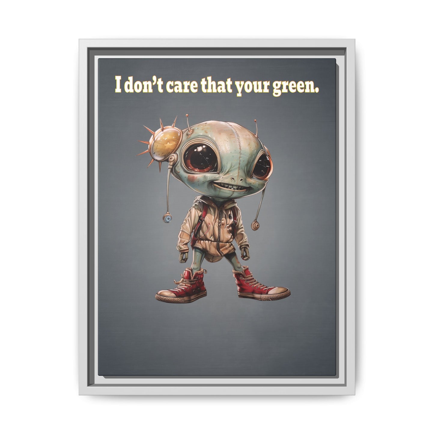 I don't care that your green - framed canvas art (grey-light grey)