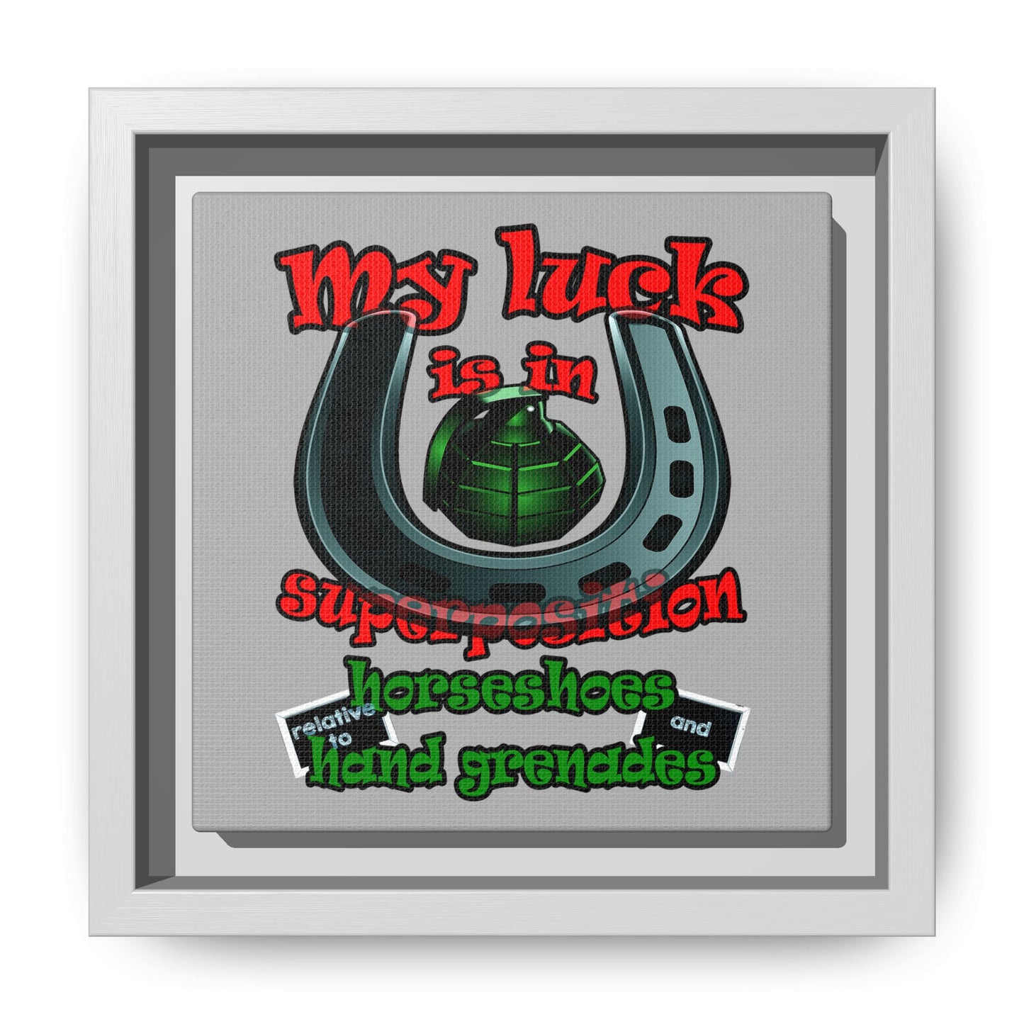 my luck - framed canvas art (light grey)