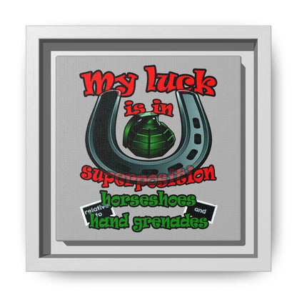 my luck - framed canvas art (light grey)