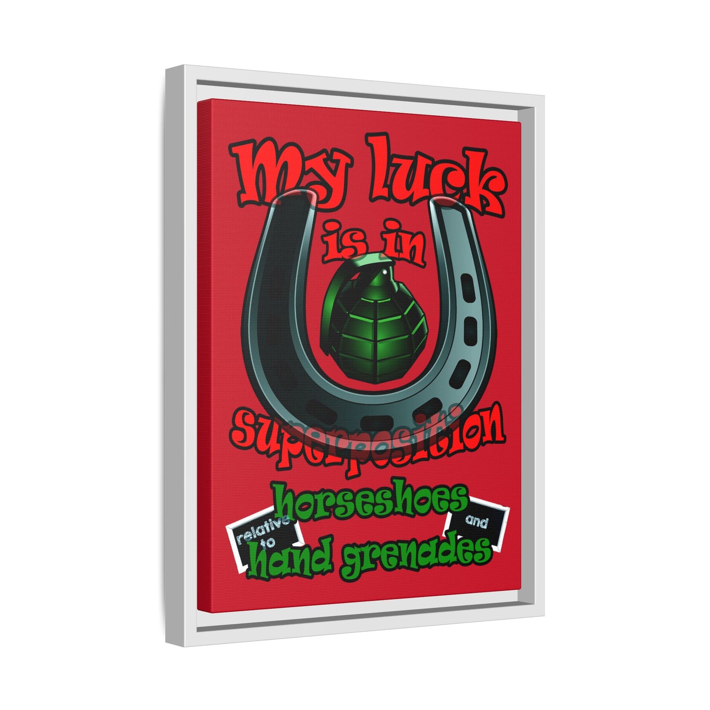 my luck - framed canvas art (dark red)