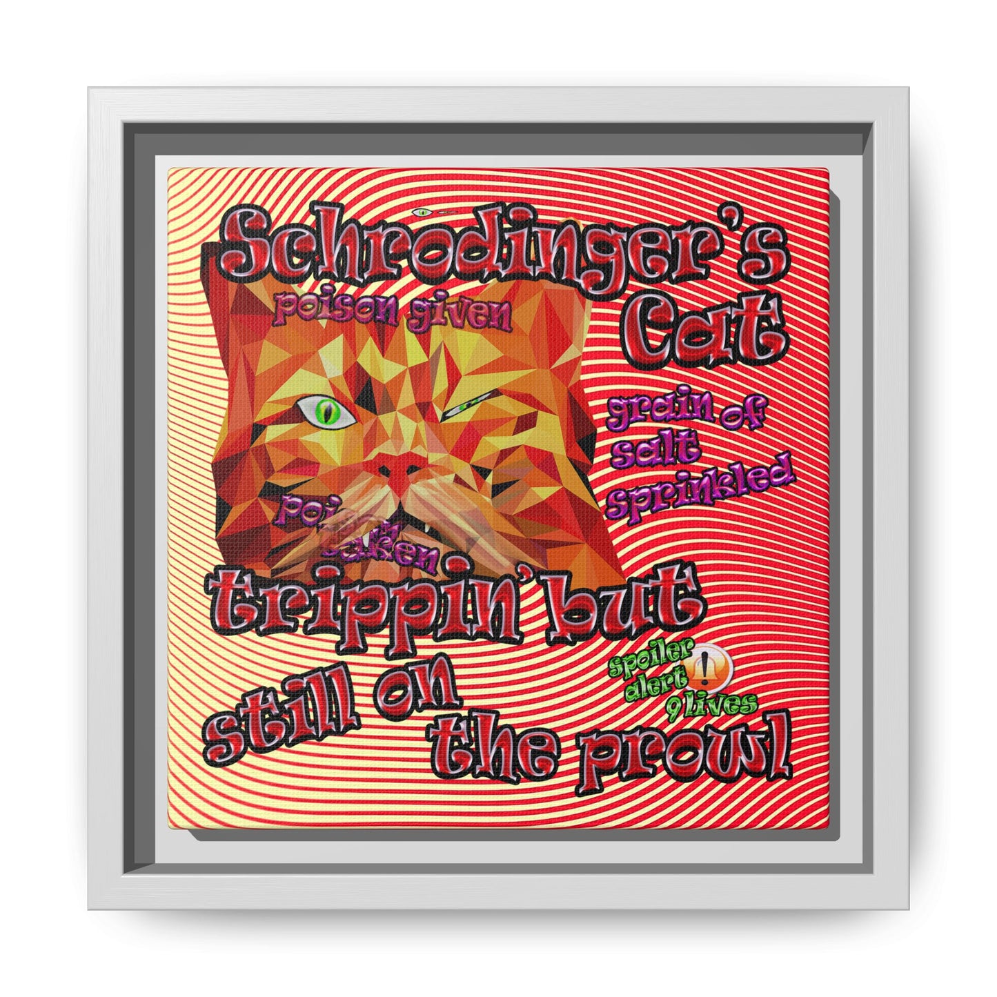 schrodinger's cat - framed canvas art (yellow-orange wave)