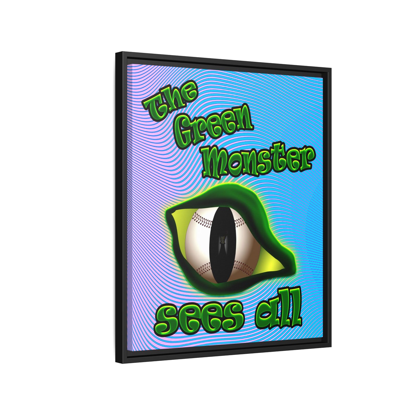 green monster - framed canvas art (light blue-purple wave)