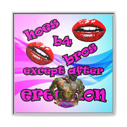 hoes b4 bros - framed canvas art (light blue-pink wave)