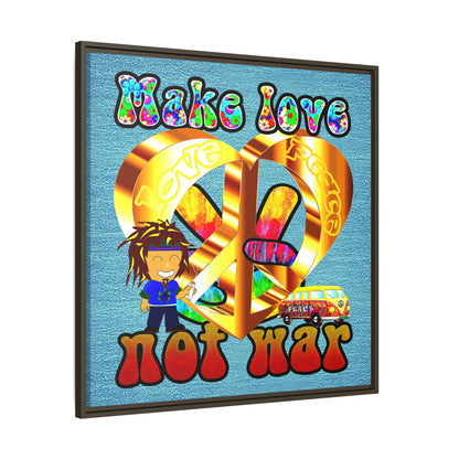 love peace - framed canvas art (faded blue)