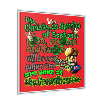 christmas spirits of boston - framed canvas art (red)