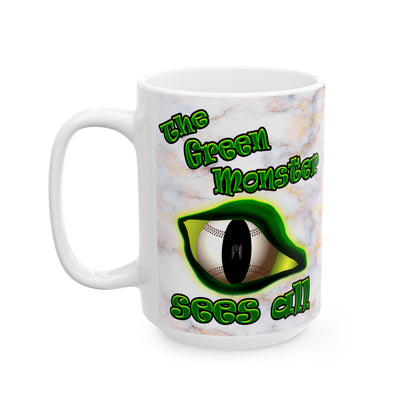green monster - White Mug (white marble)