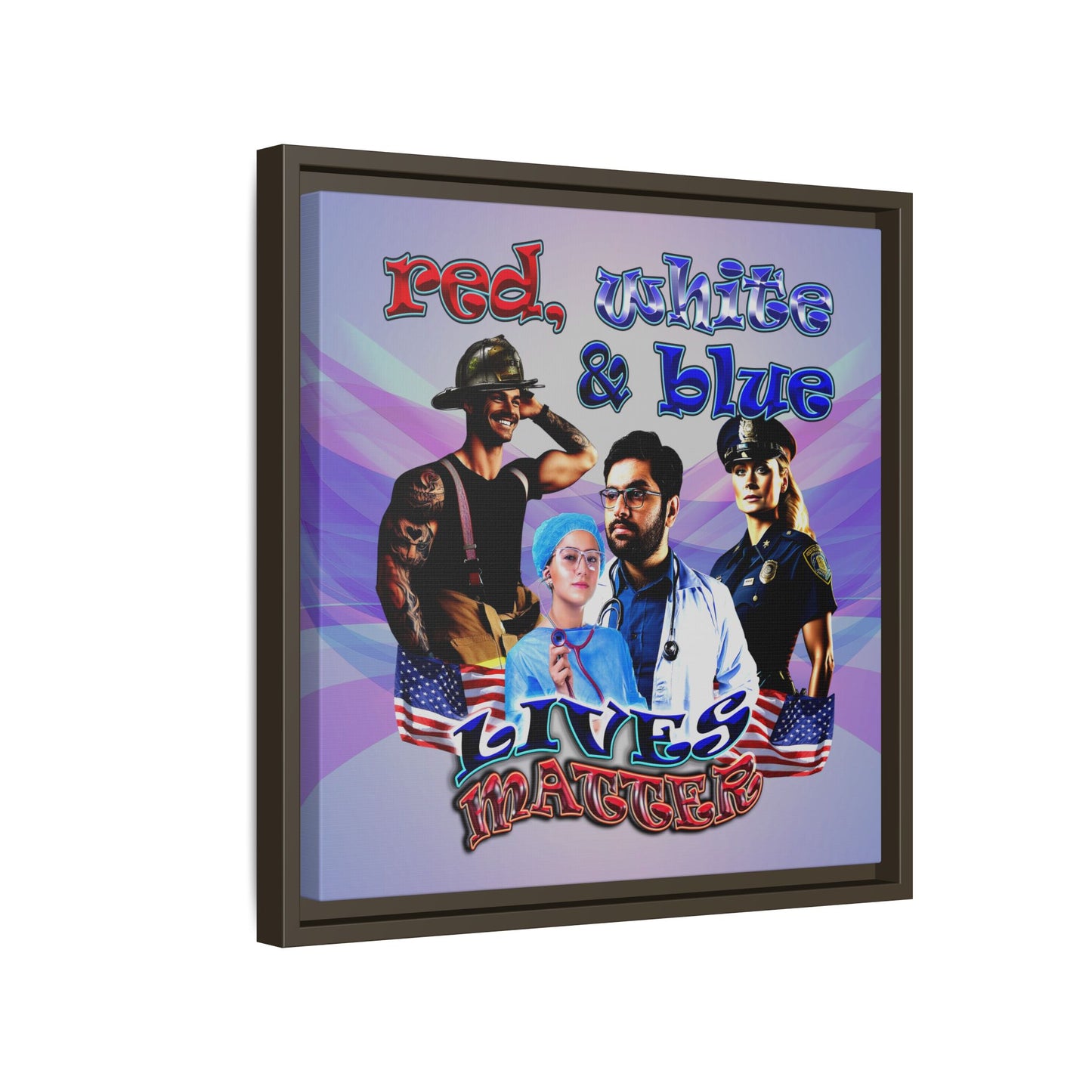 rw&b lives matter - framed canvas art (light blue-pink wave)