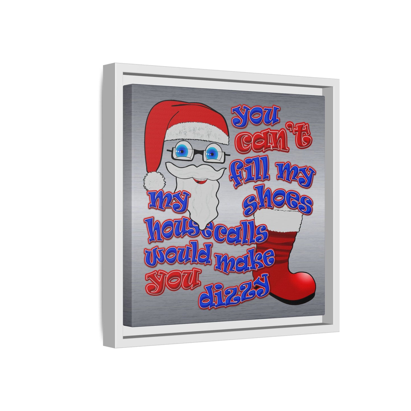 santa's shoes - framed canvas art (brushed nickel)