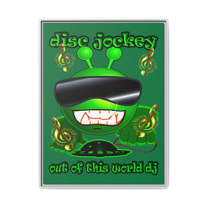 disc jockey - framed canvas art (dark green)