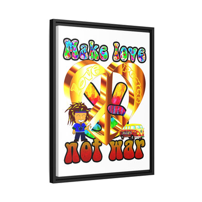 love peace - framed canvas art (white)