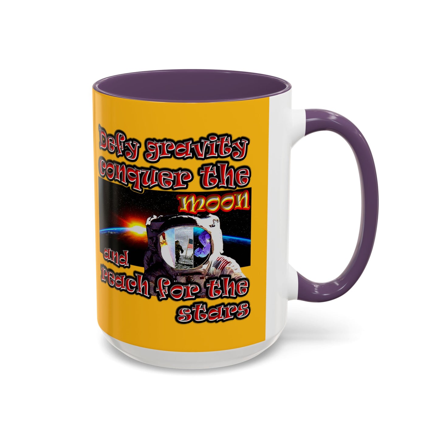 defy conquer reach - Accent Mug (yellow)