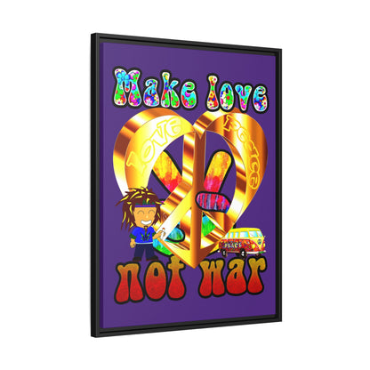 love peace - framed canvas art (purple)