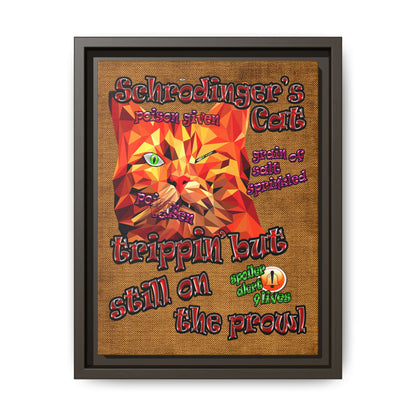 schrodinger's cat - framed canvas art (brown papyrus)