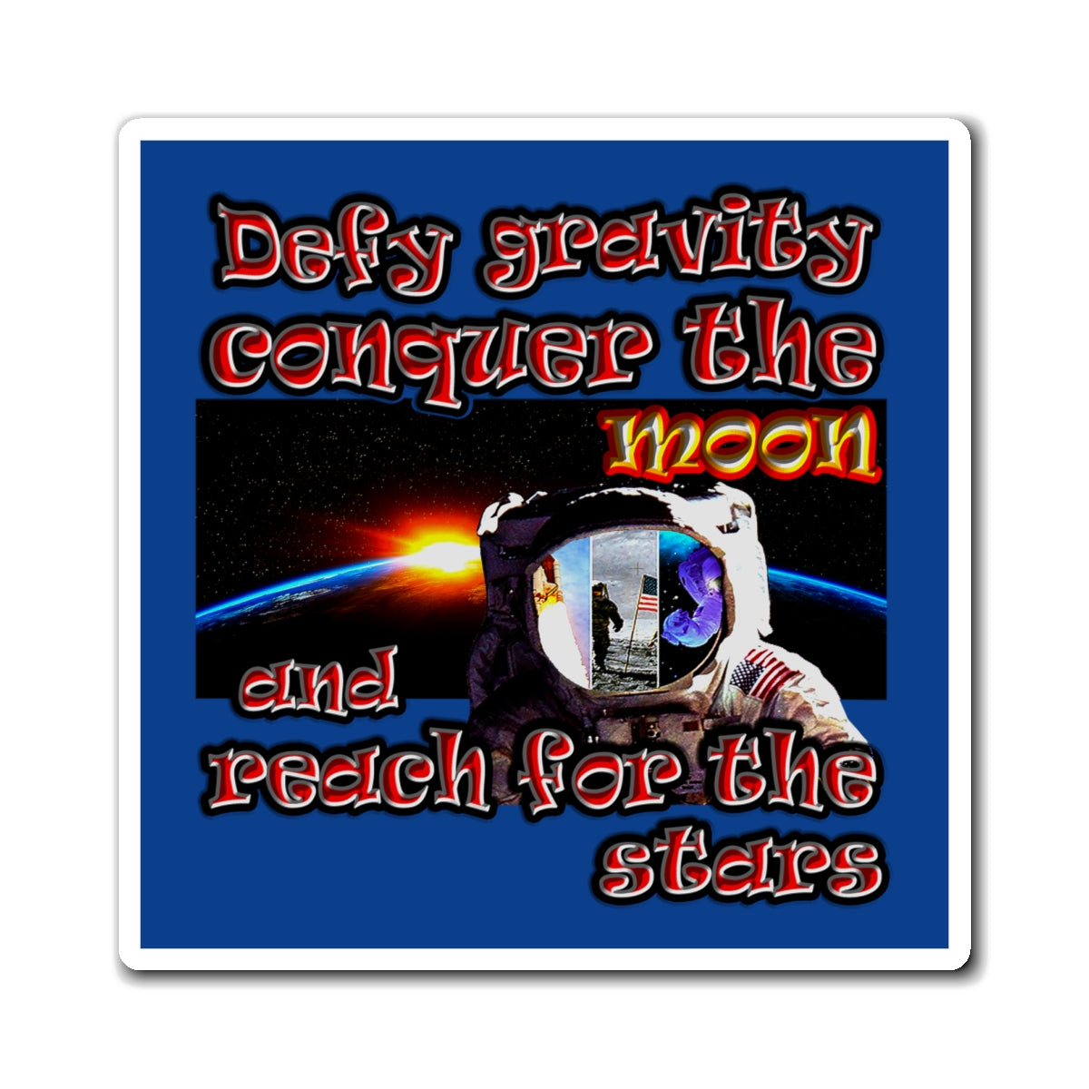 defy conquer reach - Magnets - (dark blue)