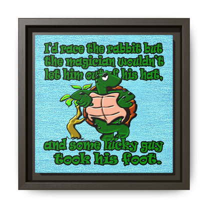turtle race - framed canvas art (faded blue)