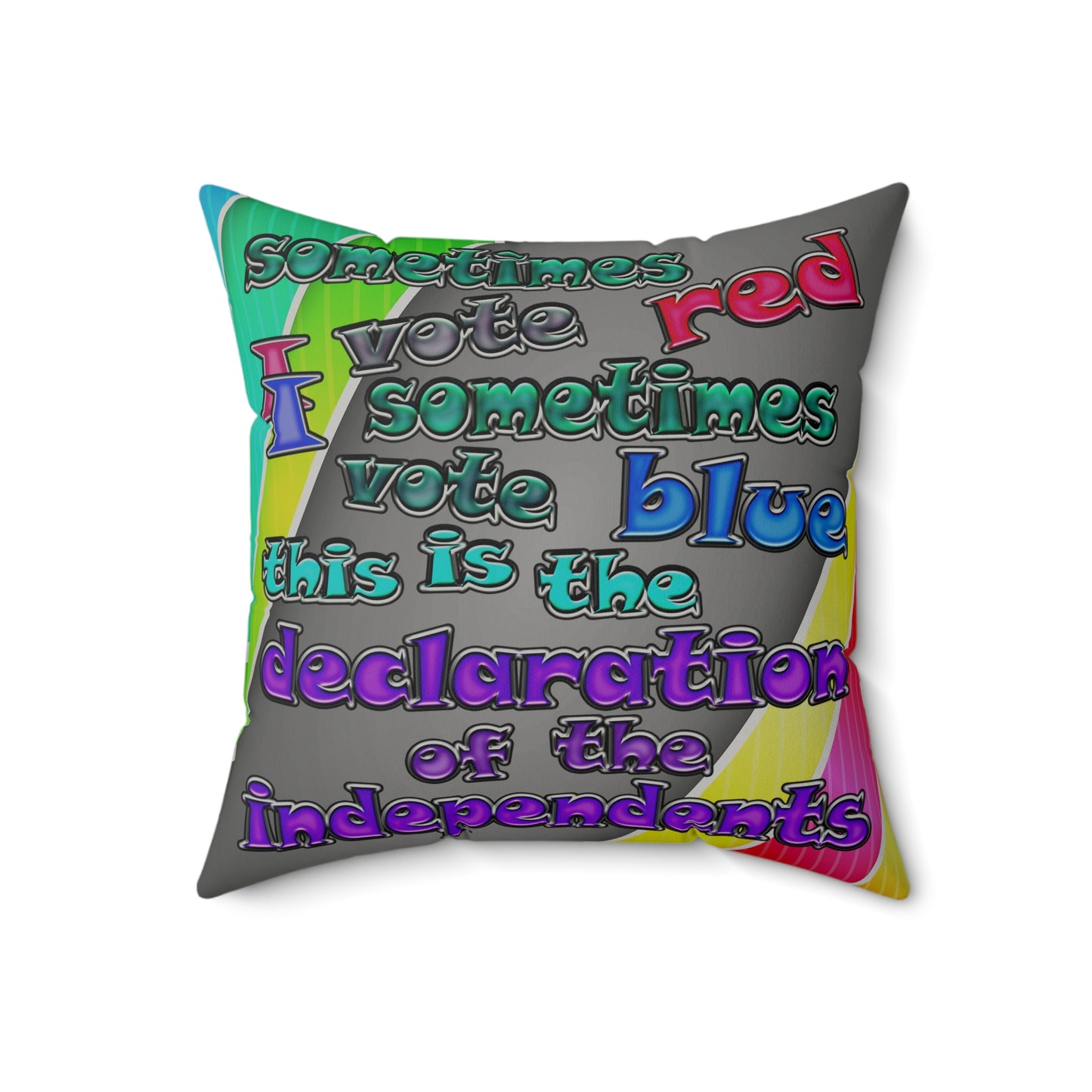 declaration of the independents - Faux Suede Square Pillow - (rainbow split)