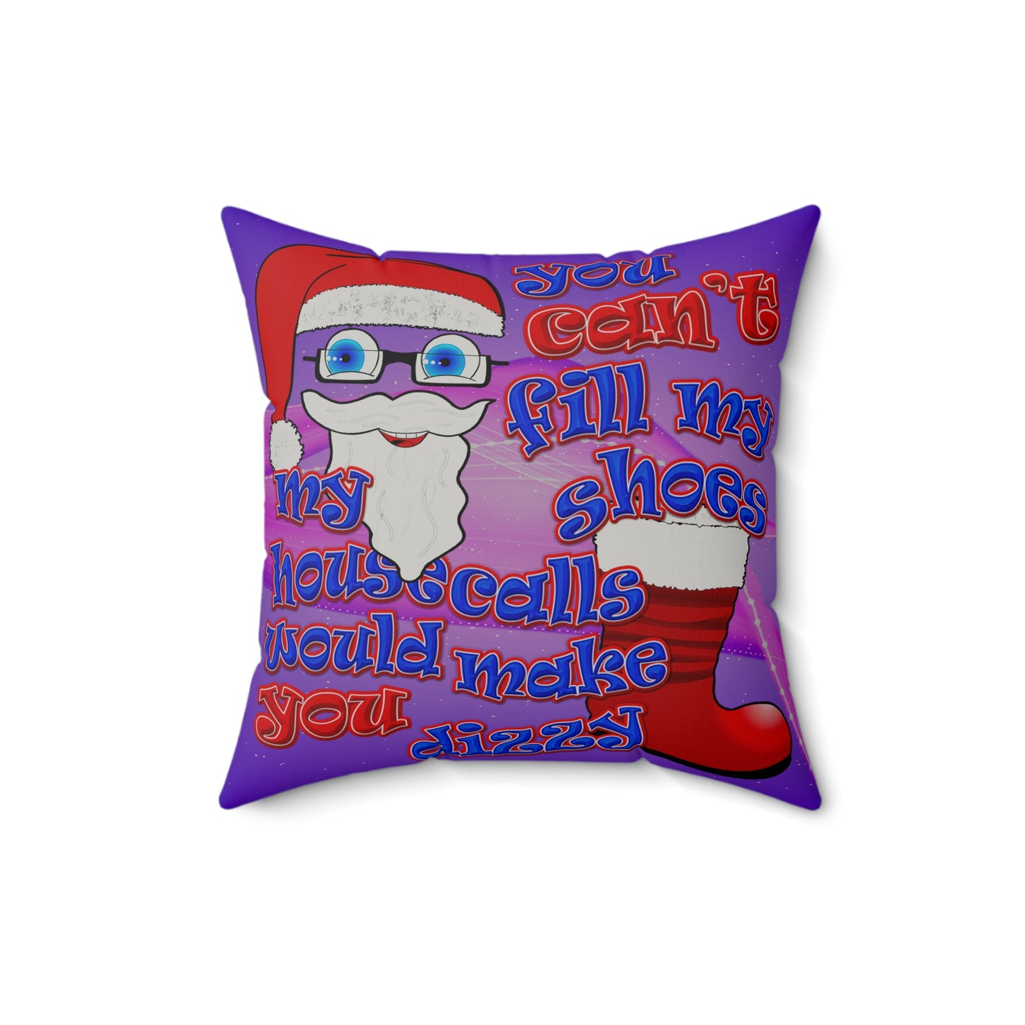 santa's shoes - Faux Suede Square Pillow - (purple-pink wave)