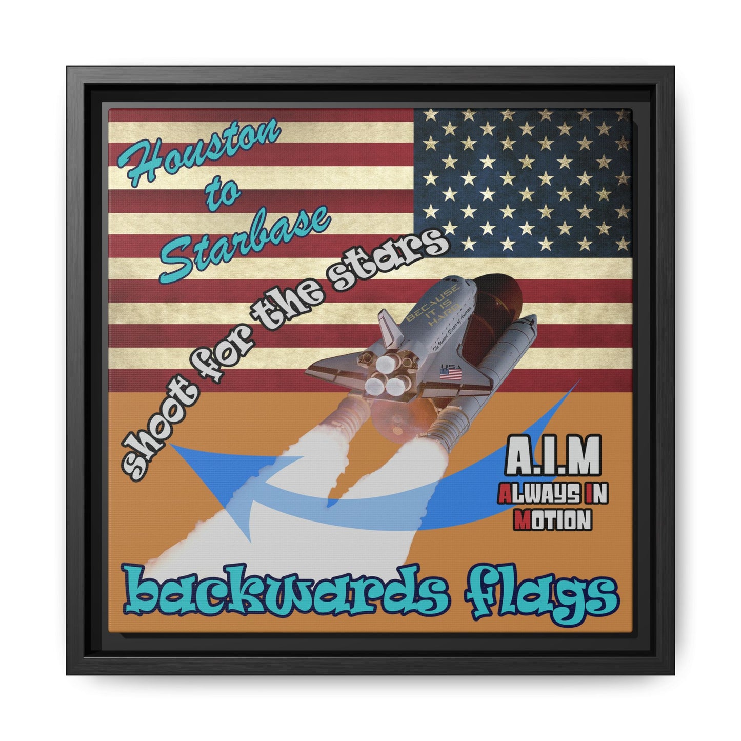 shoot for the stars - framed canvas art (light brown)