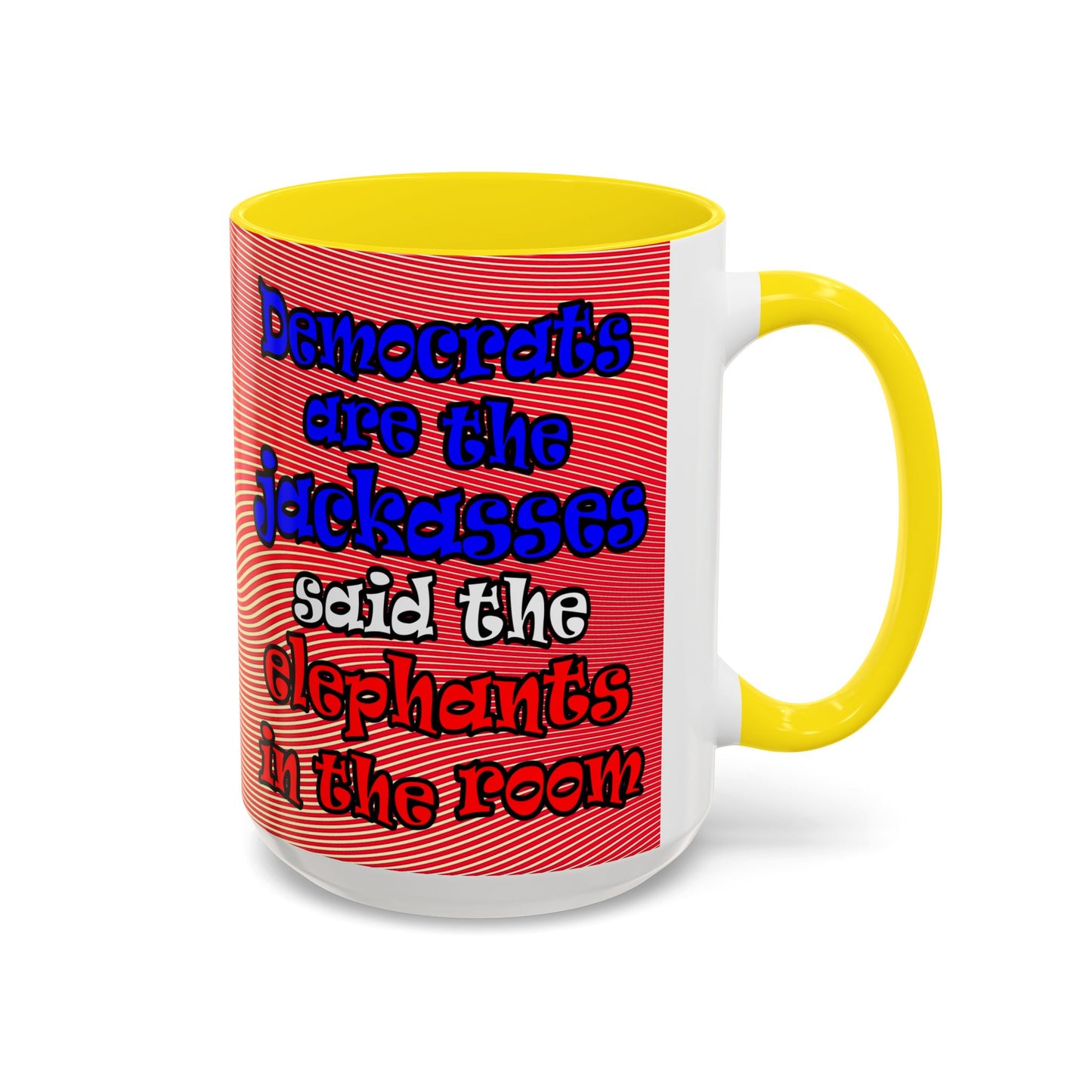 donkeys and elephants - Accent Mug (yellow-orange wave)